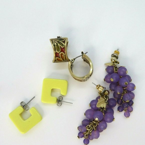 Vintage Pierced Earrings Lot of 3 Pairs Wire Posts Mid Century Modern Mixed - Picture 4 of 10